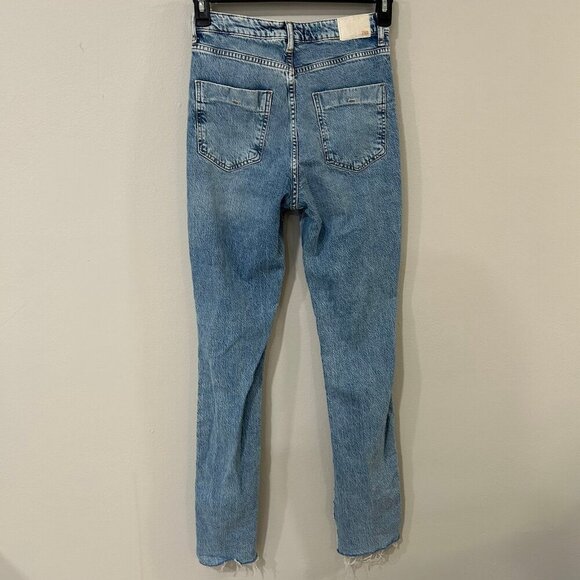 Zara High Rise Blue Slim Bootcut Slit Leg Blogger Fav Jeans Women's Size 4 - Picture 5 of 6